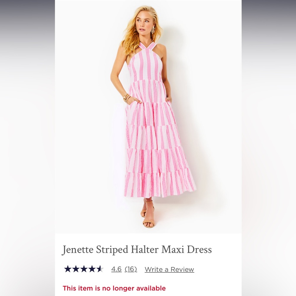 Sold Out!  Lilly Pulitzer Jenette Maxi Dress Pink Seersucker 12